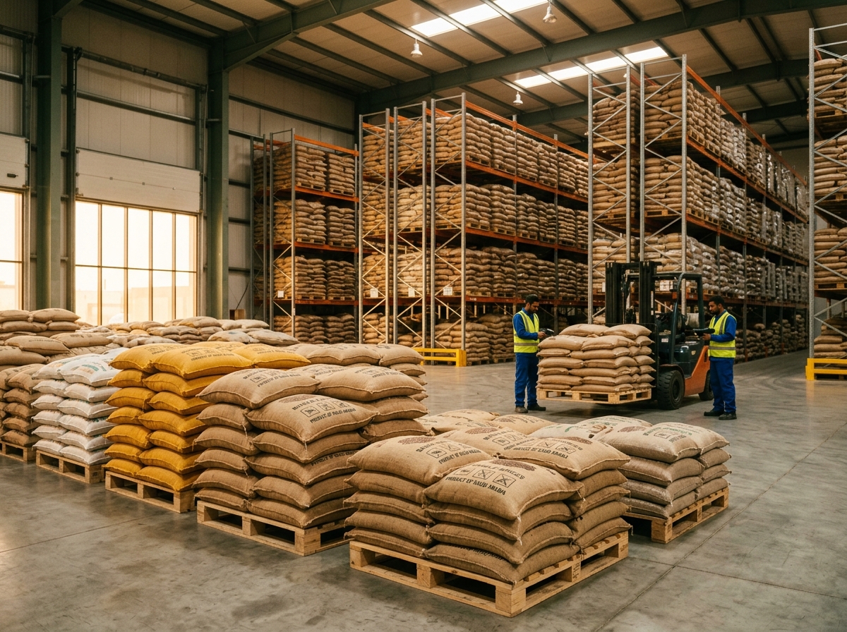 Rawahil Al Qaswa wholesale commodity storage, palletized distribution, and logistics operations